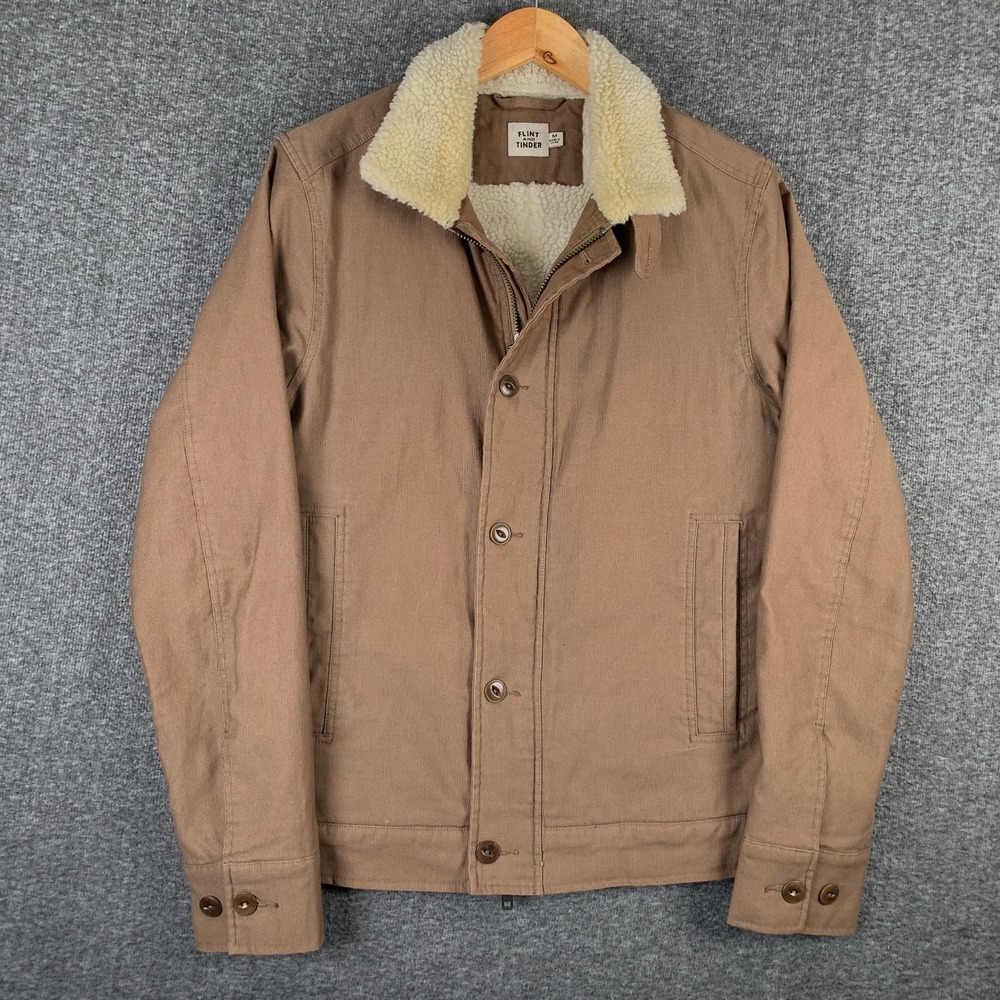 Flint And Tinder Jacket Men Medium Sherpa Lined Canvas Brown Outdoor Huckberry